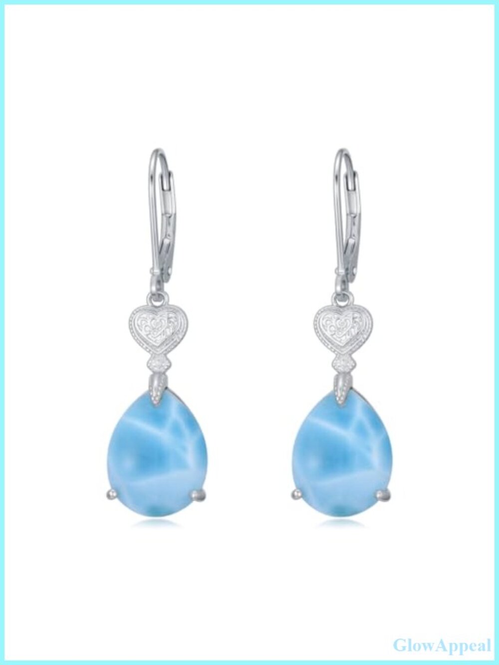925 Sterling Silver Larimar Teardrop Dangle Earrings